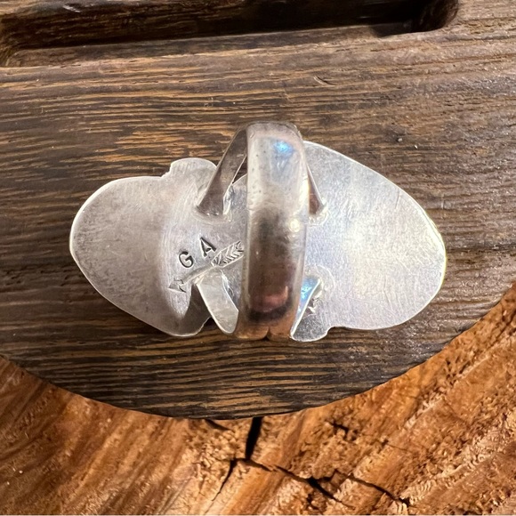 🌟NAVAJO 🌟AUTHENTIC 🌟 Vintage Silver ring with Turquoise & Coral Ring SZ 6.5 - Picture 6 of 9